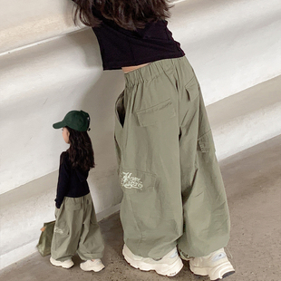儿童山本裤女童工装裤春装，2024裤子中大童，洋气休闲裤童装长裤