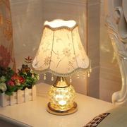 新简约现代欧式台灯卧室创意书房玻璃布艺婚庆结婚暖光床头灯可调
