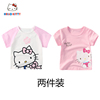 Hello Kitty童装女童夏季休闲短袖T恤舒适圆领短袖上衣两件装