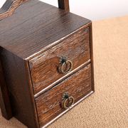 中式实木提盒 仿古首饰双层 抽屉式复古收纳木盒 木质工艺品