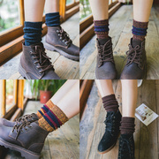 堆堆袜女韩国秋冬全棉毛线，长筒袜日系中筒个性潮女袜加厚高筒靴袜