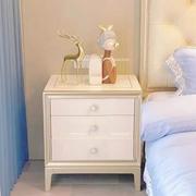 美式床头柜轻奢香槟色，全实木收纳柜子卧室床边柜，床头柜白色简约