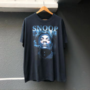 Snoop Dogg西海岸饶舌教父人像美式复古短袖潮牌hiphop嘻哈T恤男