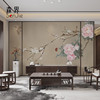 新中式古典牡丹花鸟壁纸电视背景墙墙纸客厅沙发壁画无缝墙布壁布