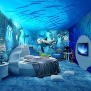 定制3d海底墙纸儿童房，壁画水族馆婴儿游泳馆海洋，风格主题壁。。