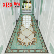 现代中式客厅地板砖拼花图过道玄关瓷砖拼花地砖抛晶砖地毯砖