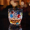 北欧风格威士忌杯家用手工，彩绘水晶玻璃杯子，高档奢华高级感洋酒杯