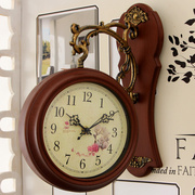 双面钟表客厅挂钟时尚静音，欧式创意双面钟表，两面壁钟石英大号钟