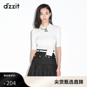 dzzit地素奥莱春款加菲猫，简约圆领针织短袖女3d3e3151b