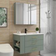 卫浴欧式橡木浴室柜，组合落地式洗漱台面盆池，卫生间洗手洗脸盆镜柜