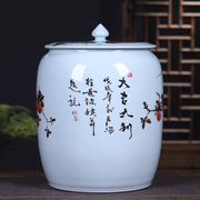 景德镇手绘陶瓷器米缸家用带，盖30斤50斤装米桶，密封防潮防虫储物罐