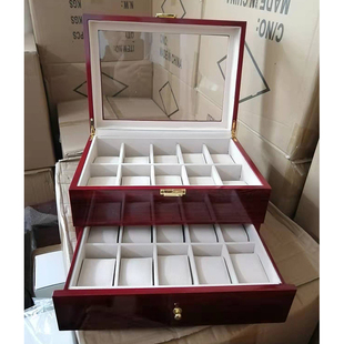 油漆木质手表收纳盒20位24格手，表盒腕表收藏展示箱包装首饰盒