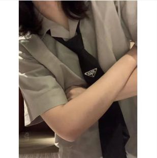黑色三角标布领带百搭西服时尚男女衬衫同款配饰金属P家领结
