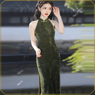 老上海改良版旗袍中式国风复古修身性感春夏气质高级感连衣裙