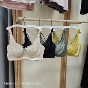 超薄蕾丝内衣女，大胸显小缩胸防下垂收副乳软钢圈无痕文胸66101bc