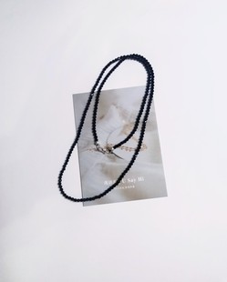 鸢语海|60-150cm长款天然黑尖晶石，多层叠戴项链(戴项链)百搭女小众毛衣链