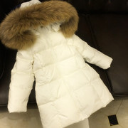 儿童羽绒服女童装宝宝中大童纯色白鸭绒加厚保暖长款大毛领外套