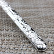 良平银饰银勺子足银999银餐具，素银亮面浮雕，莲鱼龙凤汤勺银餐具