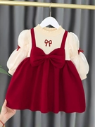一周岁礼服女宝宝红色，女童中式儿童抓周宴会，婴儿旗袍唐装薄款夏季