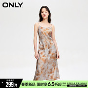 ONLY2024夏季时尚气质晕染中长款吊带连衣裙女124207004