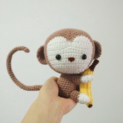 勾勾乐钩针编织毛线，玩偶娃娃diy手工，材料包小猴子抱香蕉