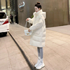 羽绒服女中长款2023年冬韩版时尚，白鸭绒(白鸭绒，)白色连帽加厚外套