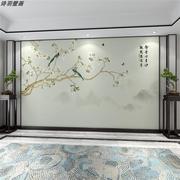 5d新中式花鸟山水8d立体壁纸沙发电视背景墙布，18d高端影视壁画