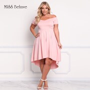 Women big plus size XXXL dress 大码女裙针织短袖不规则连衣裙