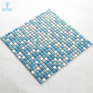 蓝色陶瓷通体马赛克凸面，立体瓷砖欧式背景墙贴腰线，卫生间12小颗粒