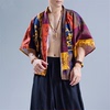 亚麻休闲复古文艺印花短袖衬衫夏季潮民族风男装云南西藏旅游服装