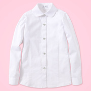 女童纯白色长袖衬衣合唱团幼儿园演出圆领长袖衬衫好质量棉布衬衣