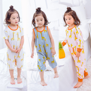 夏季儿童连体睡衣男女童家居服，1-7岁幼童棉，连体衣宝宝空调睡衣