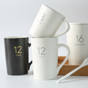 简约陶瓷马克杯带盖带勺创意办公室大容量，水杯家用咖啡杯泡茶杯