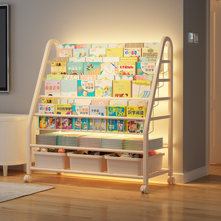 儿童书架置物架落地一体，靠墙玩具收纳架，阅读区绘本架简易宝宝书柜