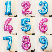 数字气球0-9生日520装饰派对场景布置蓝粉32寸儿童卡通铝膜大汽球