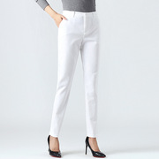 高端品质女裤2024春夏青中年女士白色高腰，全棉直筒裤休闲长裤