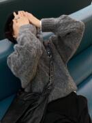 韩国复古麻花套头毛衣女(毛，衣女)秋冬季宽松风奶奶灰色加厚针织衫外穿