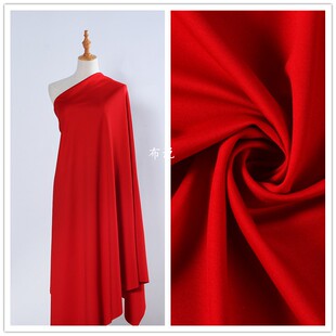 大红色正红色罗马布料裙子裤子面料时装针织弹力布料小脚裤布料