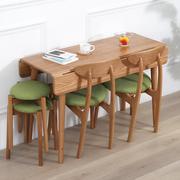 可折叠餐桌伸缩省空间现代简约长方形北欧家用饭桌，窄户型实木桌子