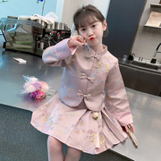 女童春装2024连衣裙儿童汉服，新中式国风套装，春秋款小女孩裙子