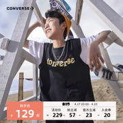 converse匡威童装男童纯棉，假两件短袖t恤2024夏季儿童上衣潮