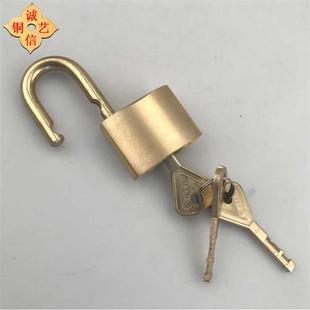 全铜锁黄铜加厚仿古挂锁大门，门栓配锁防盗纯铜挂锁中式古铜锁