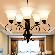 飞利浦欧式吊灯客厅灯大气仿古铁艺，餐厅吊灯美式优雅百合造型灯具