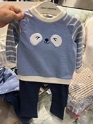 加绒冬装韩国中小童装男童女，宝宝天蓝色小熊，卫衣垮裤两件套装