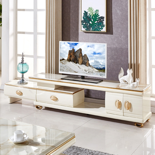 天然大理石电视柜茶几钢化玻璃小户型，拉伸缩环保烤漆实木茶桌