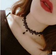 脖子饰品黑色蕾丝颈链配饰，复古网红颈饰，锁骨项链锁骨链女气质