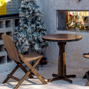 简约小户型圆桌复古实木，可折叠方桌客厅阳台，家用茶几餐桌咖啡桌椅