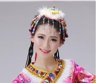 藏族舞蹈演出服装头饰少数民族头饰女藏服头饰古装小辫子