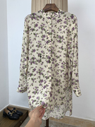 高端大牌紫罗兰印花法式真丝，衬衫女设计感小众2023桑蚕丝上衣外套