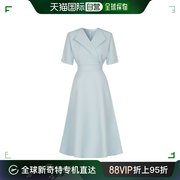 韩国直邮4cus宽领子，荷叶边连衣裙，深蓝色西装领束腰vf2m1op3320